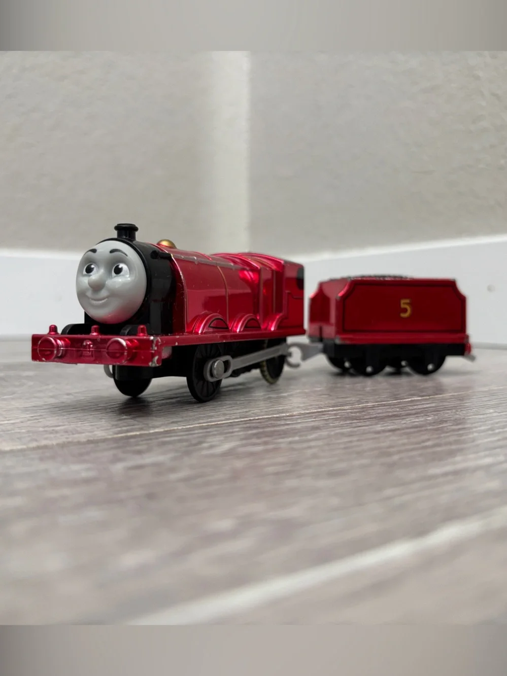 Metallic Motorized Trackmaster James and Tender - Thomas & Friends WORKS!